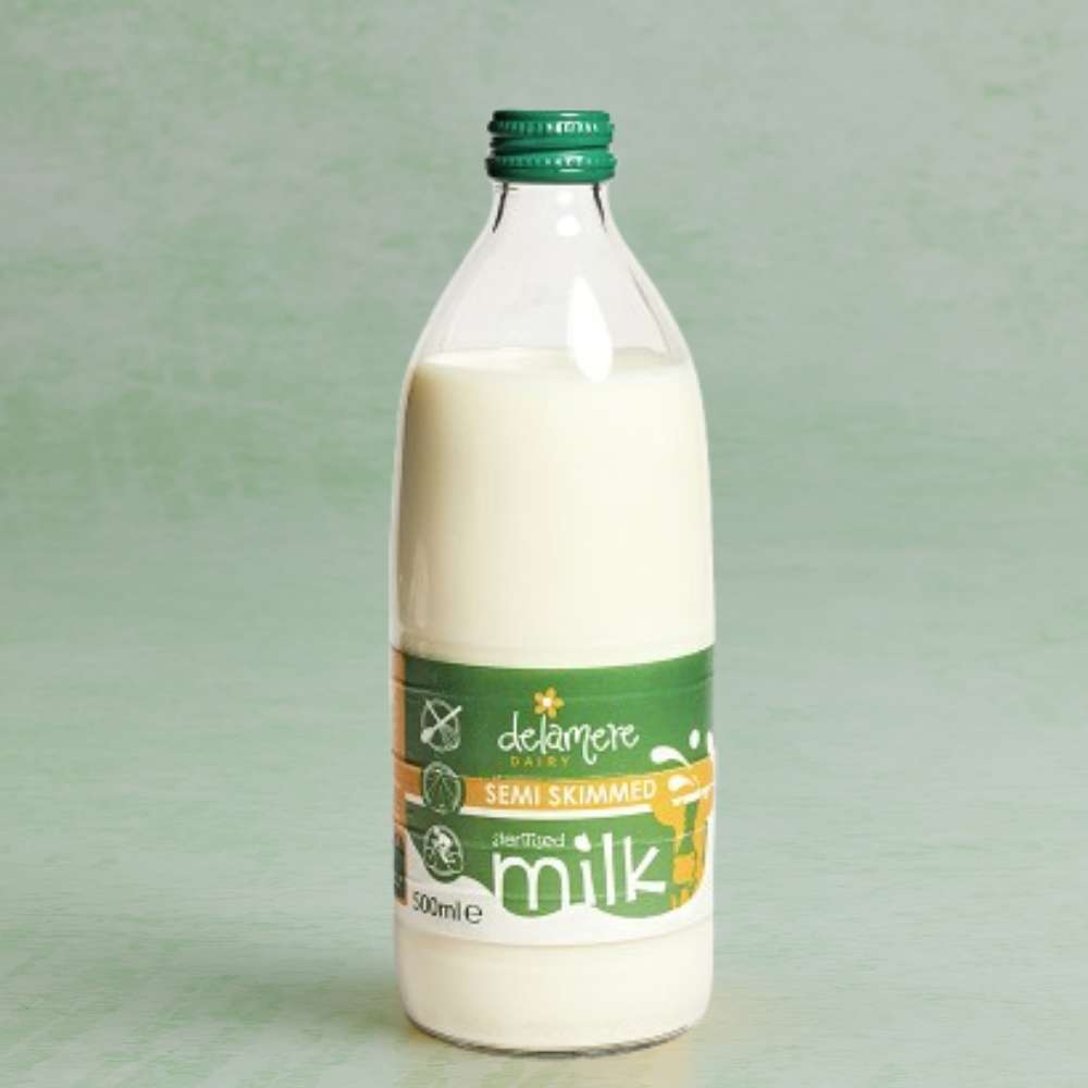 Delamere Sterilised Semi Skimmed Milk in Glass, 500ml
