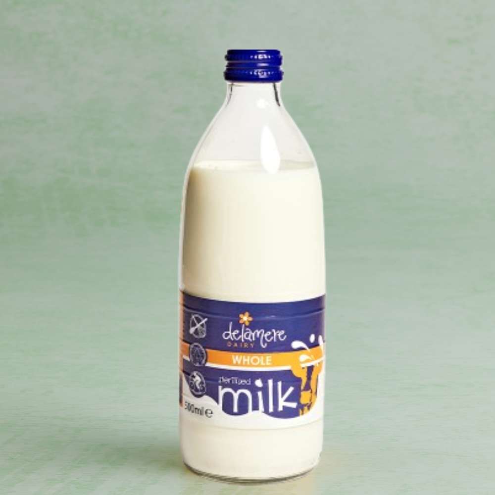 Delamere Sterilised Whole Milk in Glass, 500ml