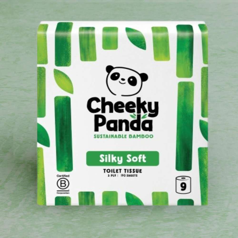 Cheeky Panda Silky Soft Bamboo Toilet Tissue, 9 Pack