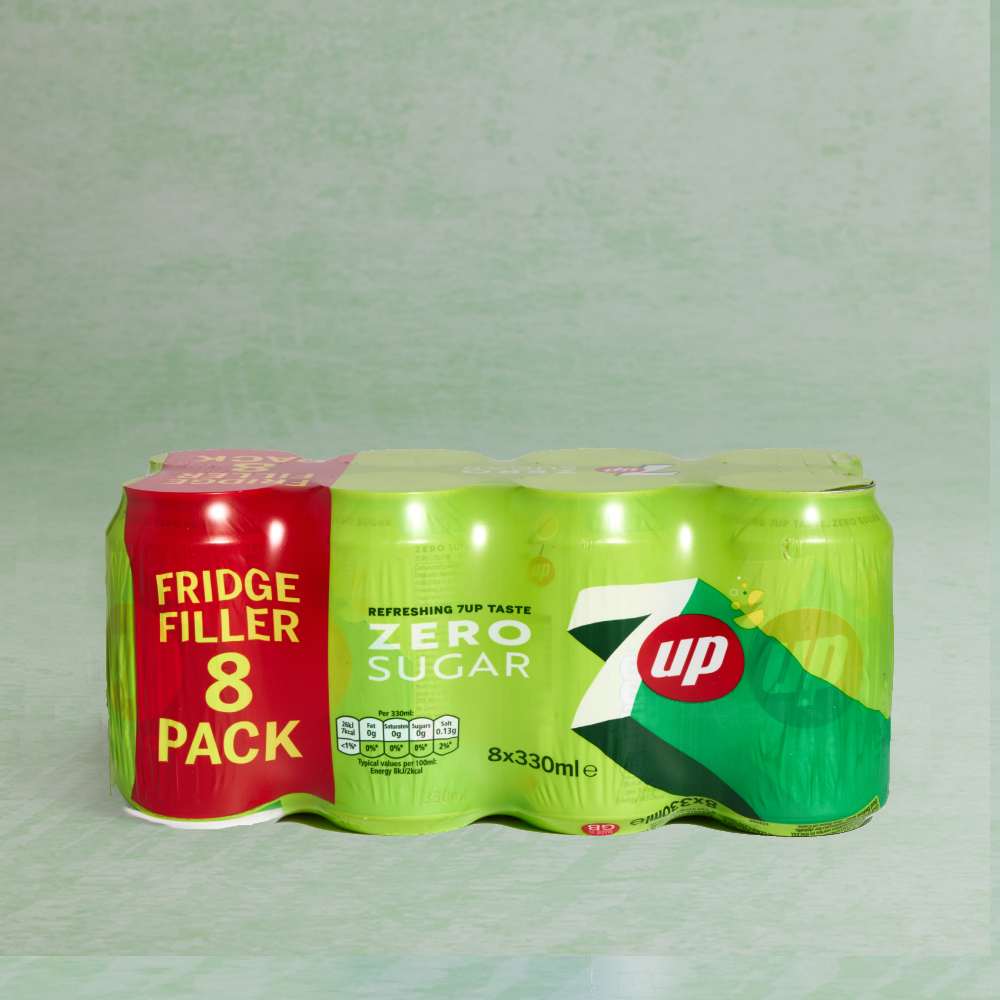7UP Zero Sugar-Free Lemon & Lime, 8 x 330ml