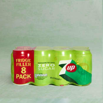 7UP Zero Sugar-Free Lemon & Lime, 8 x 330ml
